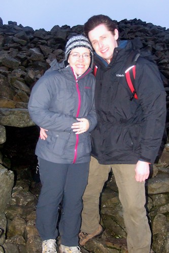 David Whitehead and Cristin McKee on the top of Slieve Gullion after their Winter Solstice marriage proposal. Photograph: Oonagh Coleman